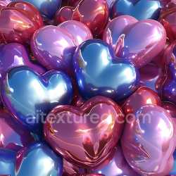 seamless Seamless 3D Inflated Heart-Shaped Vinyl PBR Texture with Glossy Reflective Surfaces in Blue and Purple texture 8k free download PBR
