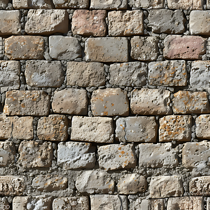 Weathered Stone Wall with Lichen and Rough Surface seamless PBR texture preview