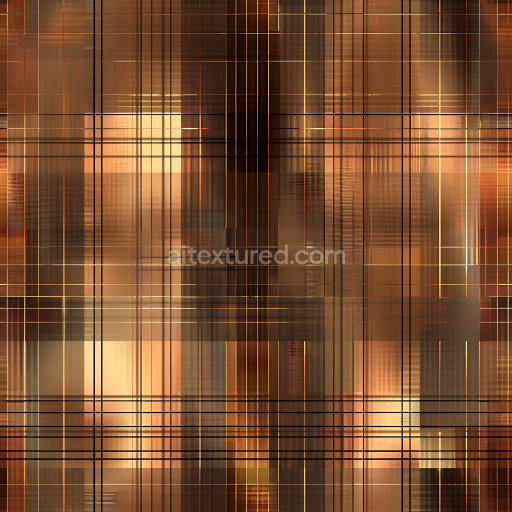 Seamless 3D copper plaid metal PBR texture with intricate grid patterns