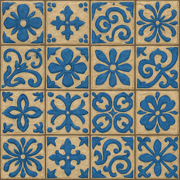 Patterned Glazed Ceramic Tile seamless PBR texture preview