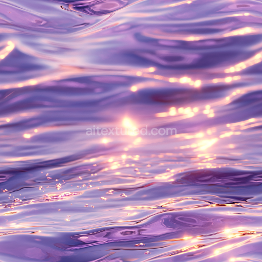 Preview — Seamless 3D Water PBR Texture with Stylized Purple Waves and Golden Highlights