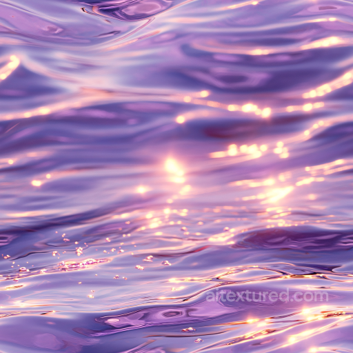 Water PBR Texture with Stylized Purple Waves and Golden Highlights seamless Water PBR texture