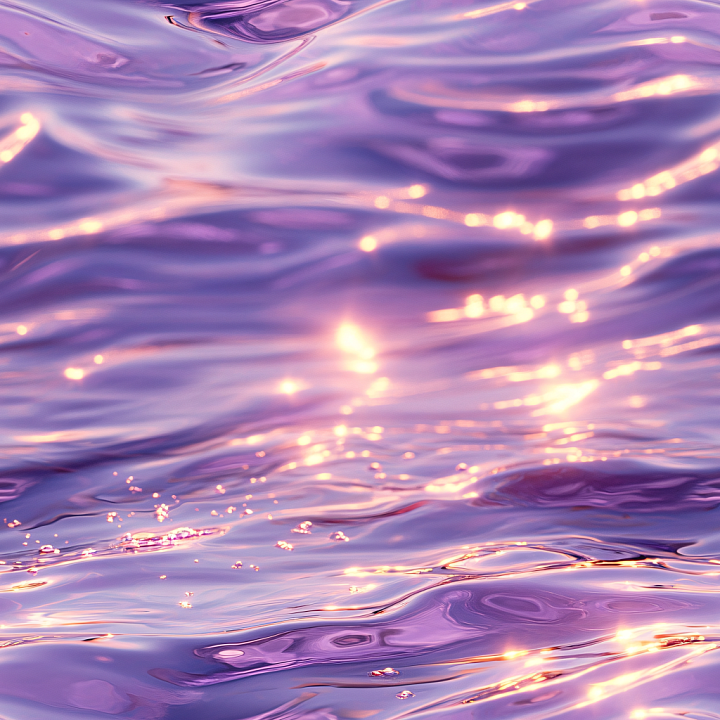 Water with Stylized Purple Waves and Golden Highlights seamless PBR texture preview