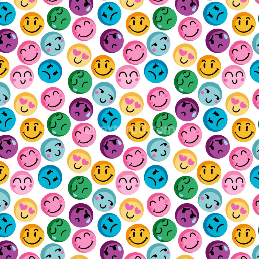 Preview — Seamless 3D PBR texture with colorful happy face emoji pattern
