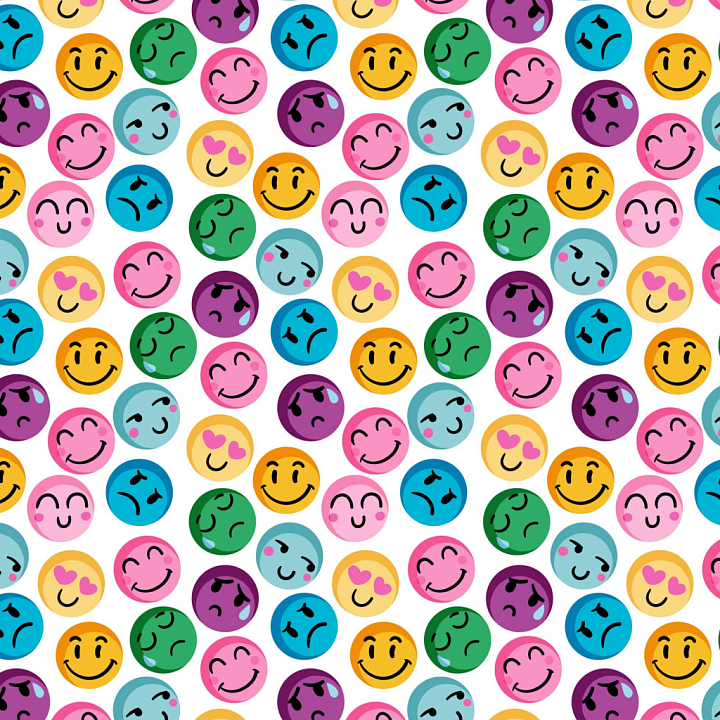 With Colorful Happy Face Emoji Pattern seamless PBR texture preview