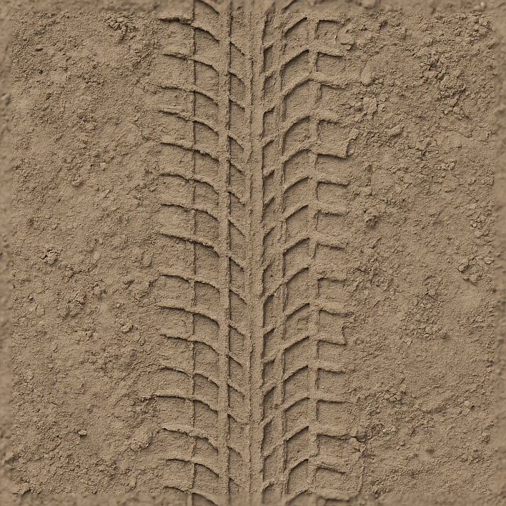 Dusty Tire Print Dirt Mud Mixture Tire Track Tire Mark Closeup seamless PBR texture preview