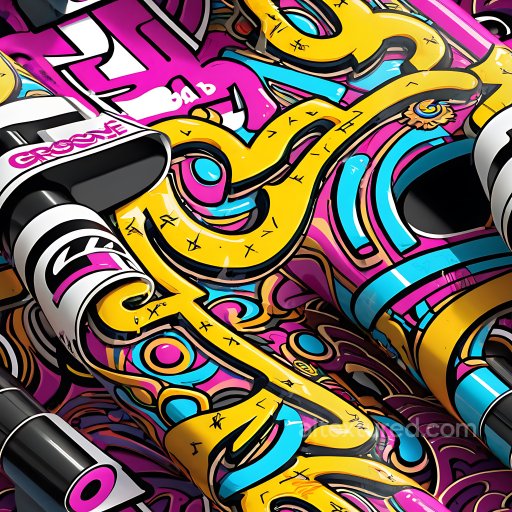 Seamless 3D PBR Texture of Vibrant Colorful Graffiti with Bold Shapes texture preview