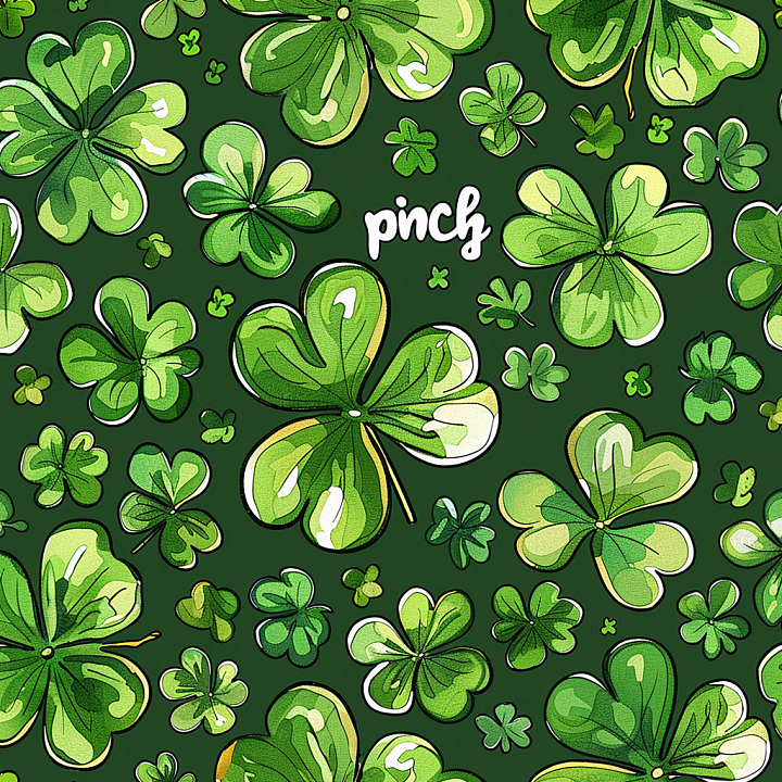 Featuring Illustrated Green Shamrock Clovers seamless PBR texture preview