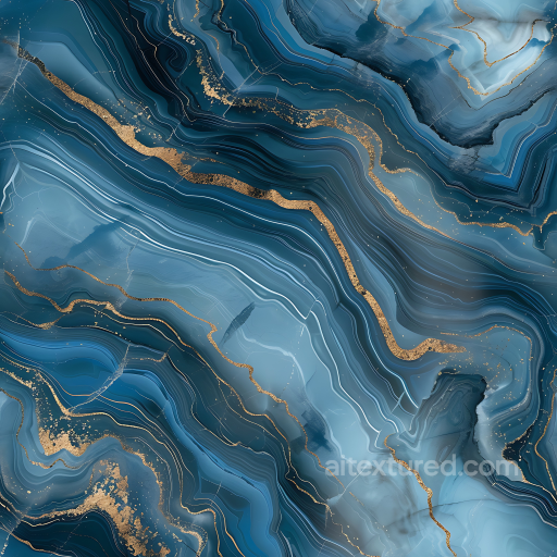 Glossy Blue Marble PBR Texture with Gold Vein Swirling seamless Marble PBR texture