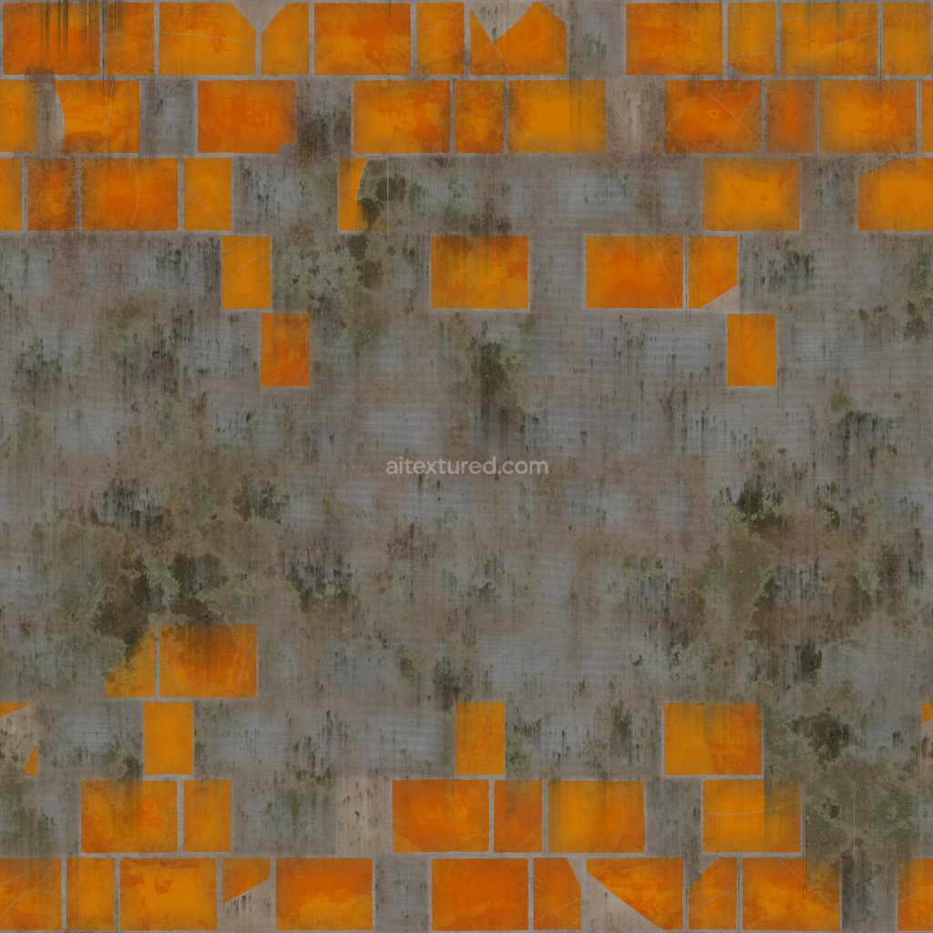 Seamless PBR tiles texture with orange and gray colors