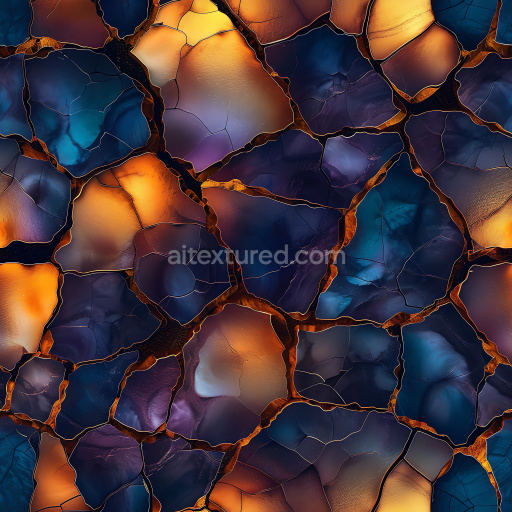 Preview — Seamless 3D PBR cracked agate stone texture with rich blue and orange hues