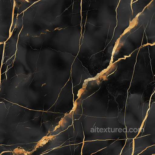 Charcoal Black Marble Texture with Striking Gold Veins seamless Marble PBR texture
