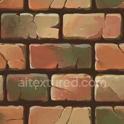 seamless Seamless 3D Cracked Brick Wall PBR Texture with Worn Red and Green Patina texture 8k free download PBR