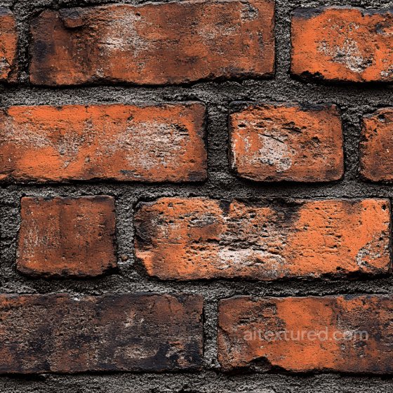 Cracked Red Brick Wall PBR Texture with Weathered Damage Brick texture preview