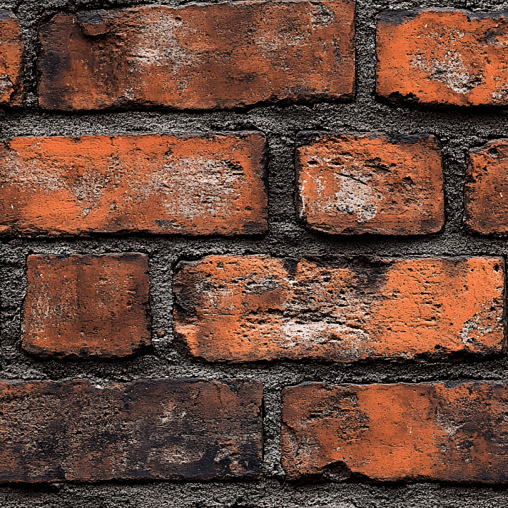 Cracked Red Brick Wall with Weathered Damage seamless PBR texture preview