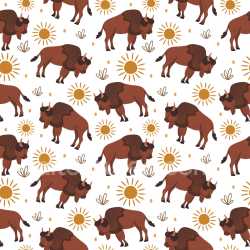 Pattern Bundle - Seamless 3D Pattern PBR Texture with Stylized Bison and Sun Motifs texture preview