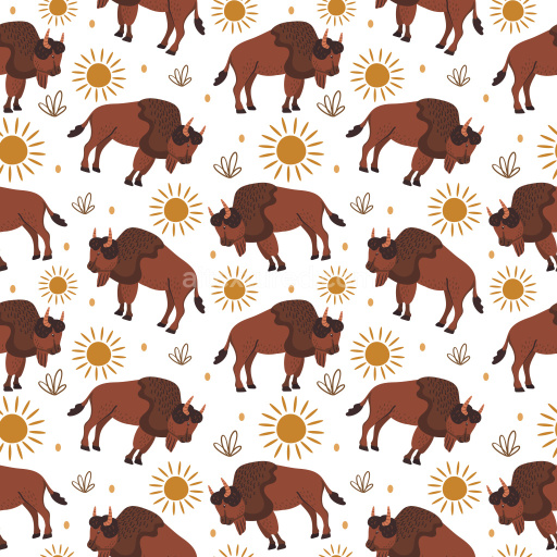 Pattern Bundle - Seamless 3D Pattern PBR Texture with Stylized Bison and Sun Motifs texture preview