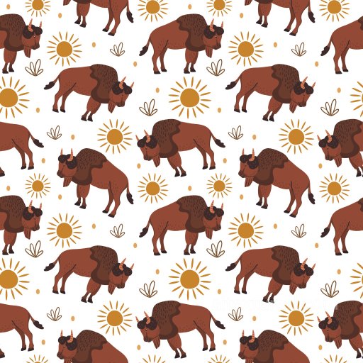 Pattern PBR Texture with Stylized Bison and Sun Motifs seamless Pattern Bundle PBR texture