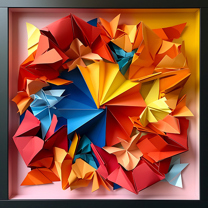 Featuring Vibrant Multi-Color Origami Fold Patterns seamless PBR texture preview