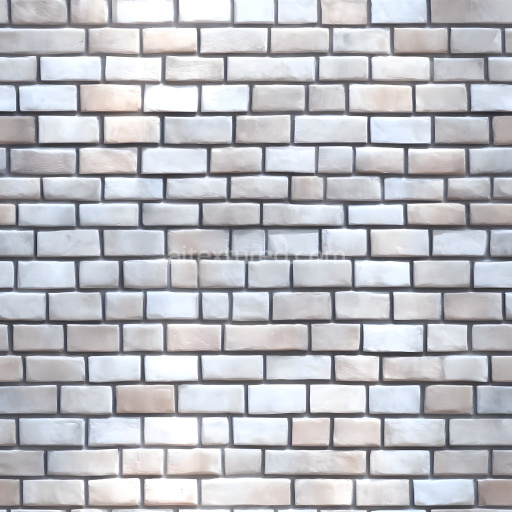 Seamless 3D PBR cracked white-beige brick wall texture with subtle chips