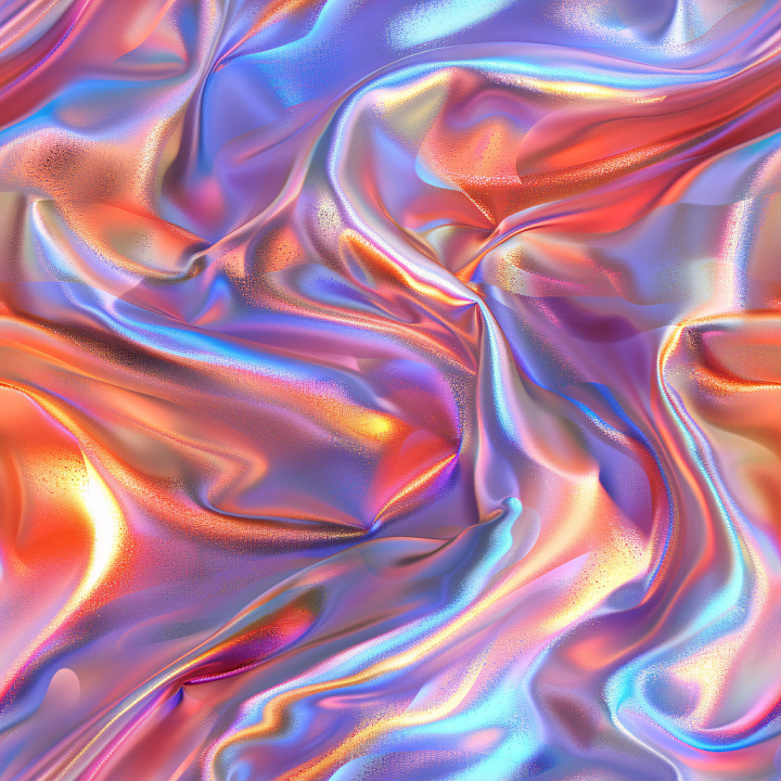 Glossy Satin Fabric with Iridescent Highlights seamless PBR texture preview