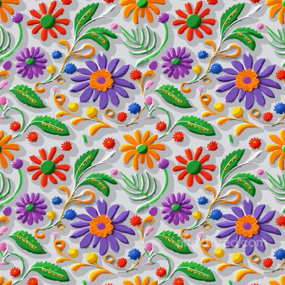 Colorful Embroidered Floral Fabric Seamless Texture with Bright Flowers Embroidered floral texture preview