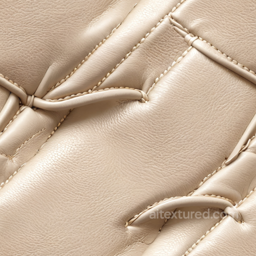 Beige Quilted Leather Texture with Fine Grain and Distinctive Stitched Seams seamless Leather PBR texture