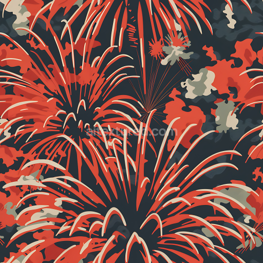 Seamless 3D Stylized Wildfire Camouflage PBR Texture with Fiery Red and Charcoal Black