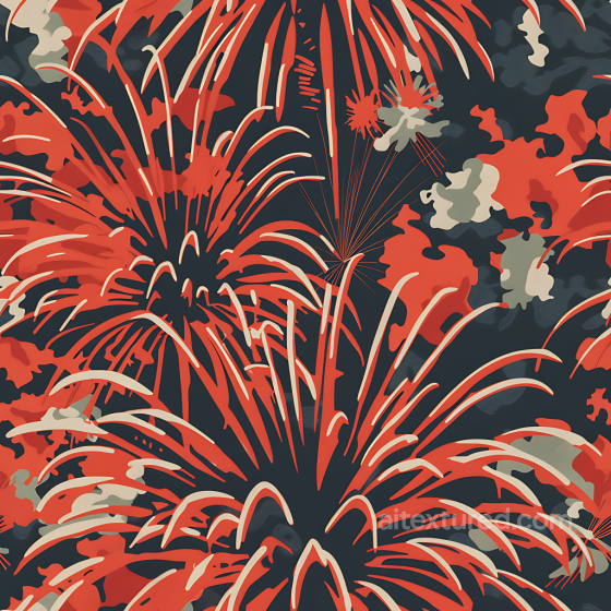Stylized Wildfire Camouflage PBR Texture with Fiery Red and Charcoal Black Color Camouflage texture preview