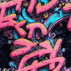 seamless Seamless 3D PBR texture featuring vibrant pink graffiti with blue accents texture 8k free download PBR