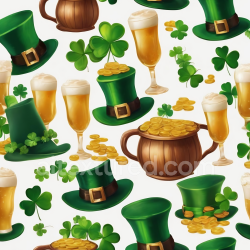 seamless Seamless 3D PBR Texture Featuring St Patrick Icons: Green Hats, Beer, Coins texture 8k free download PBR