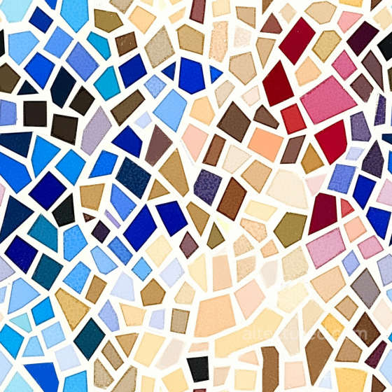 Mosaic Texture Featuring Multicolor Broken Ceramic Tiles with White Grout Mosaic texture preview