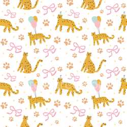 Pattern Bundle - Seamless 3D Pattern PBR Texture with Playful Leopard Motifs and Pastel Accents texture preview