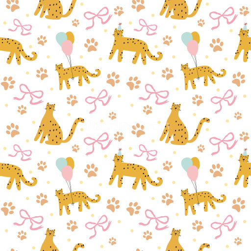 Pattern Bundle - Seamless 3D Pattern PBR Texture with Playful Leopard Motifs and Pastel Accents texture preview