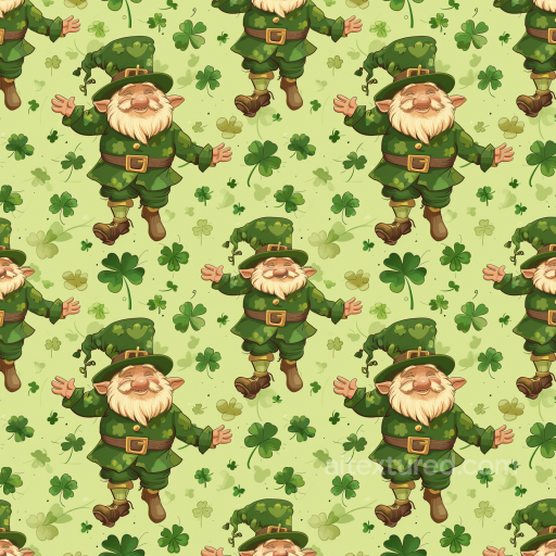 Featuring Playful Leprechaun and Shamrocks Pattern seamless St patrick digital paper bundle PBR texture