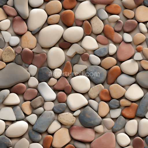 Seamless 3D Smooth Pebble Stone Ground PBR Texture with Soft Earth Tones