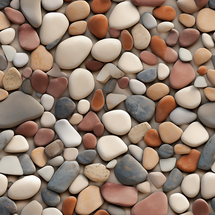 Smooth Pebble Stone Ground with Soft Earth Tones seamless PBR texture preview