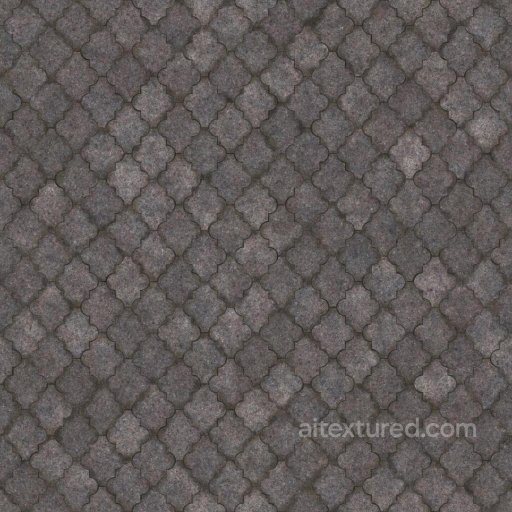 Gray Floor Tiles Consisting of Combined Rectangles and Circles | Free PBR seamless Tile PBR texture