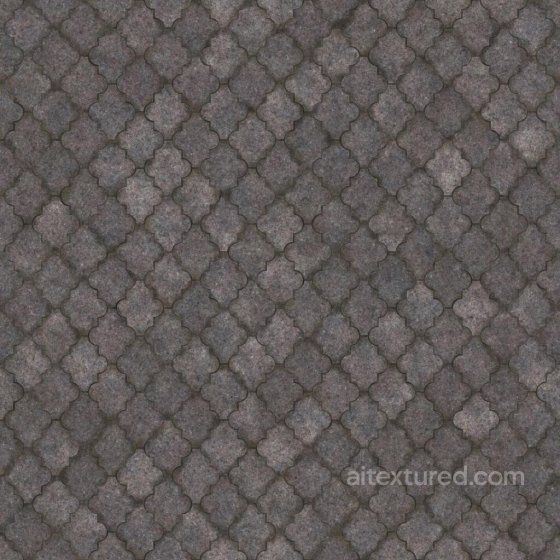 Gray Floor Tiles Consisting of Combined Rectangles and Circles | Free PBR Tile texture preview