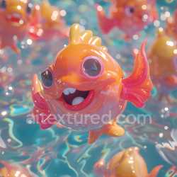 seamless Seamless 3D Inflated Vinyl Fish Texture with Glossy Puffy Panels in Orange and Pink texture 8k free download PBR