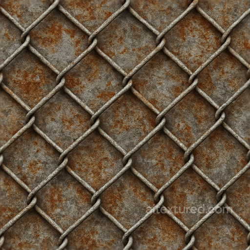 Seamless 8K 3D Texture PBR Chainlink Fence With Metal Mesh And Rust Stains Realistic Deta… seamless Fences PBR texture