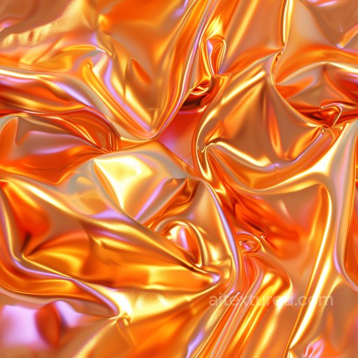 Seamless 3D PBR Orange Glossy Satin Fabric Texture with Wrinkled Folds texture preview