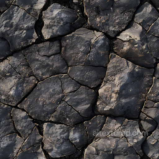 Dark Cracked Rock Ground PBR Texture with Natural Stone Plates seamless Stone PBR texture