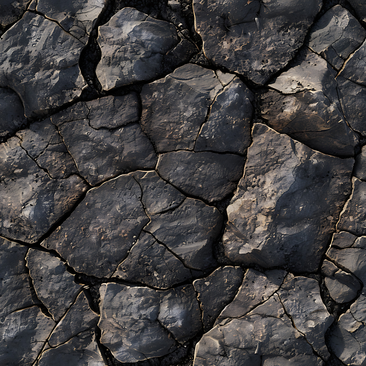 Dark Cracked Rock Ground with Natural Stone Plates seamless PBR texture preview
