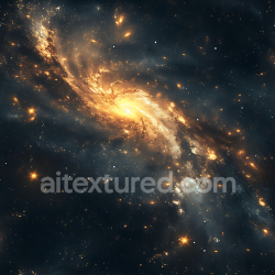 seamless Seamless 3D Space PBR Texture Featuring a Golden Spiral Galaxy with Nebula Clouds texture 8k free download PBR
