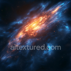 seamless Seamless 3D Space PBR Texture Featuring a Fiery Orange Galaxy Surrounded by Blue Nebula Clouds texture 8k free download PBR