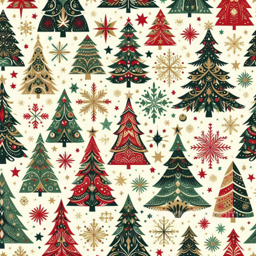 All Christmas Digital paper Texture of Stylized Christmas Trees & Decor seamless All Christmas Digital paper PBR texture