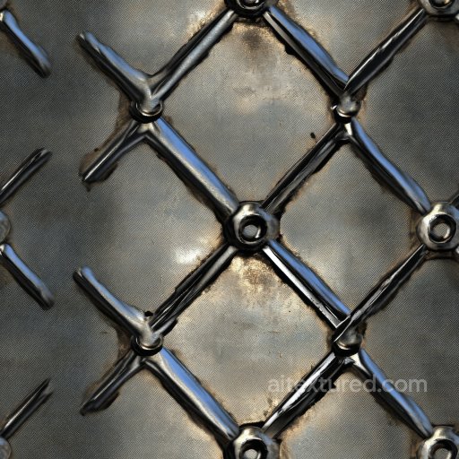 Seamless PBR 3D riveted steel metal texture with welded diamond pattern seamless Metal PBR texture