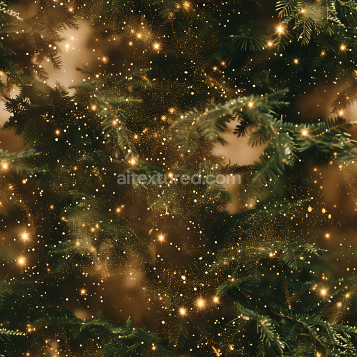 Seamless 3D Digital Camouflage PBR Texture Featuring Forest Green Foliage and Sparkling Golden Highlights