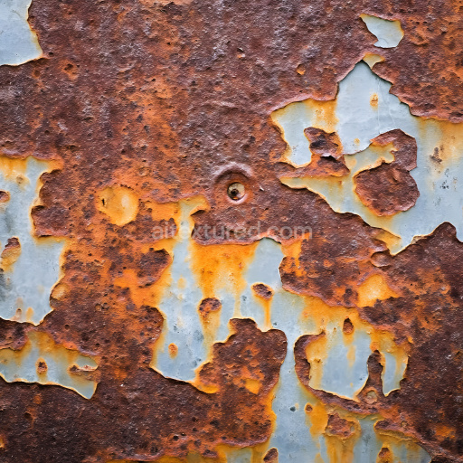 Seamless 3D PBR Rusted Metal Texture Featuring Peeling Paint and Corrosion